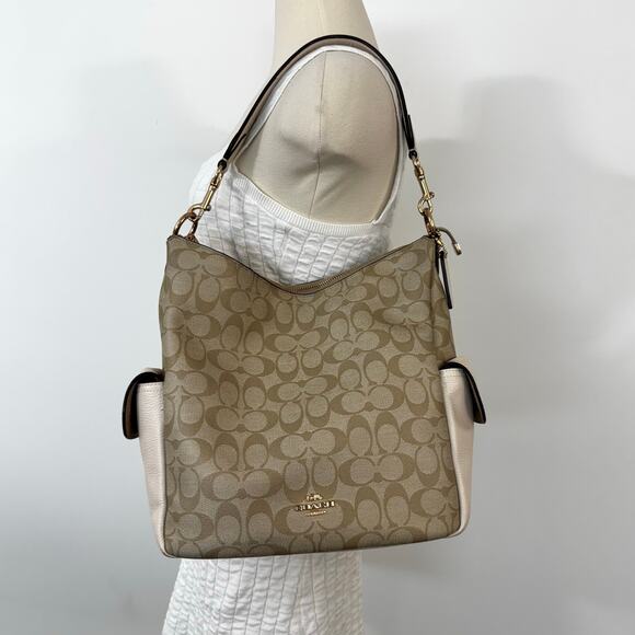 Coach Pennie Shoulder Bag Signature Coated Canvas Refined Pebbled Leather C1523 - Picture 3 of 14